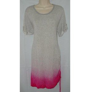 LIKE NEW Gray Striped Pink Dip Dye Sz Medium Soft Stretchy Comfy Athletic Dress